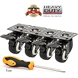 2" Swivel Caster Wheels with Safety Dual Locking and Polyurethane Foam No Noise Wheels, Heavy Duty - 150 Lbs Per Caster (Pack of 4)