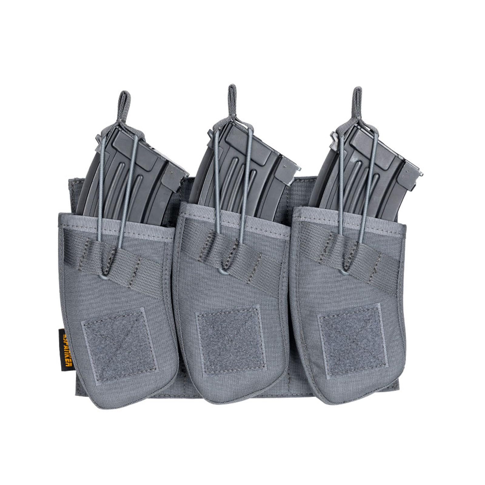 EXCELLENT ELITE SPANKER Tactical Open Top Magazine Single/Double/Triple Mag Pouch AK47 AK74 AR-15 Pmags Magazine(Triple-Grey)