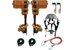 POAKKUS Tree Climbing Spikes Set,Tree Climbing Gear, 1 Pair Alloy Steel Climbing Spurs,350lbs Load Capacity with Safety Seat, Arborist Equipment for Climbers, Fruit Picking and Lumberjack