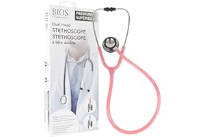 BIOS Diagnostics Premium Dual Head Stethoscope in Pink, for Doctors, Nurses, Students, Home Health, Lightweight, Clinical, Fi