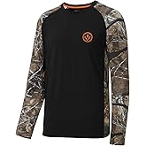 BASSDASH Men’s Lightweight Camo Hunting Shirt UPF 50+ Sun Protection Long Sleeve Hiking Fishing Performance Tee Mesh Panels