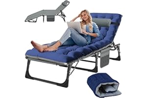 Slsy Folding Lounge Chairs Outdoor, Adjustable Sleeping Cot Chair, Portable Folding Bed Cot Chaise Lounge Chairs for Outside 