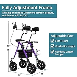 ELENKER All-Terrain Upright Rollator Walker, Stand