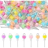 KitBeads 100Pcs Random Candy Heart Charms Dangle Love Lollipop Charms for Jewelry Making Valentine Bracelets Necklaces Keychains Accessories