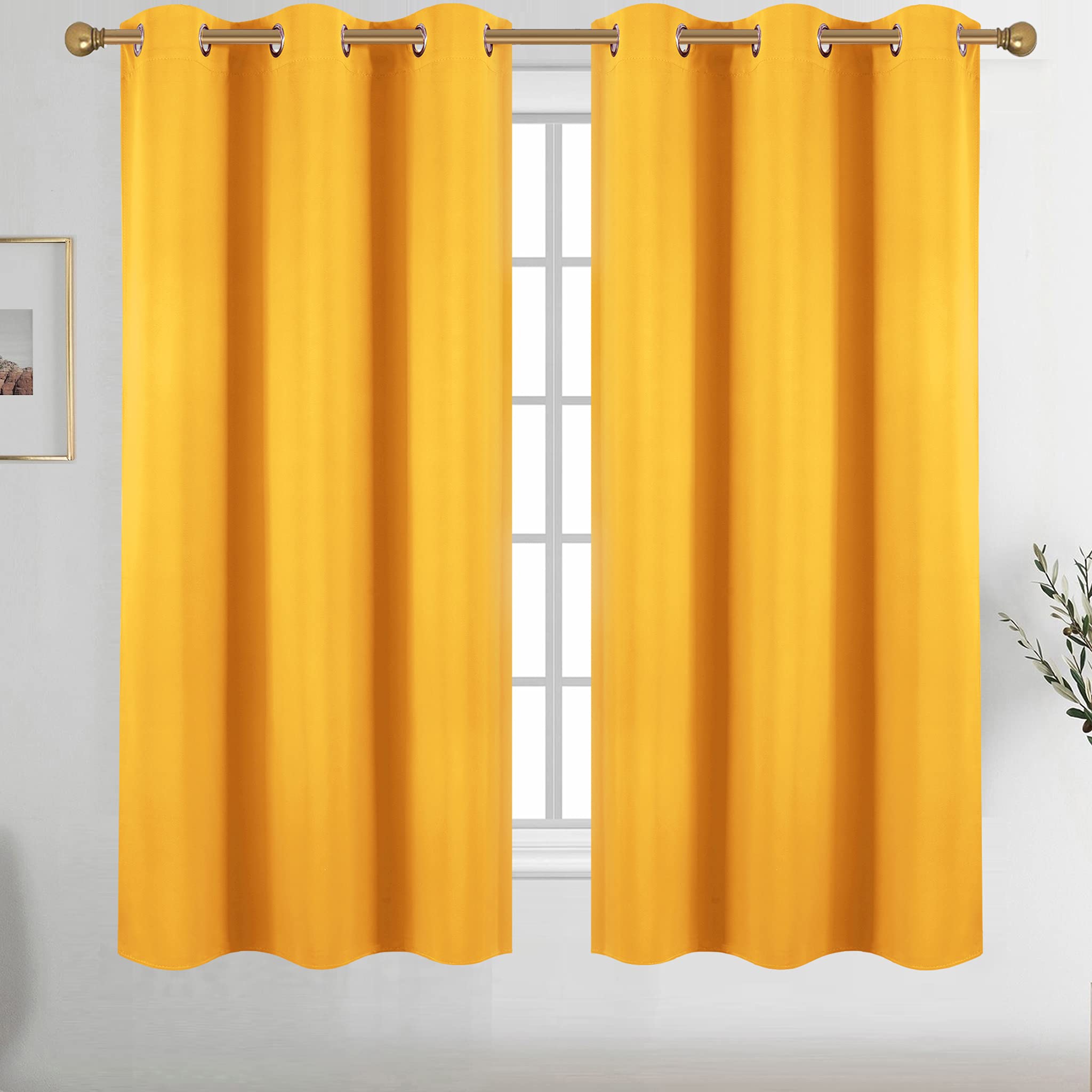 Diraysid Yellow Grommet Blackout Curtains for