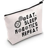 JXGZSO Robotics Expert Gift Engineer Cosmetic Bag Robotics Inspired Gift Eat Sleep Robotics Repeat Makeup Bag Engineering Gift