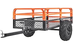 VEVOR Heavy Duty Steel ATV Dump Trailer, 1500-Pound Load Capacity 15 Cubic Feet, with Removable Sides and 2 Tires, Tow Behind