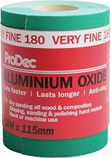 ProDec 10m Roll 180 Grit Very Fine Green Aluminium Oxide Sandpaper 115mm