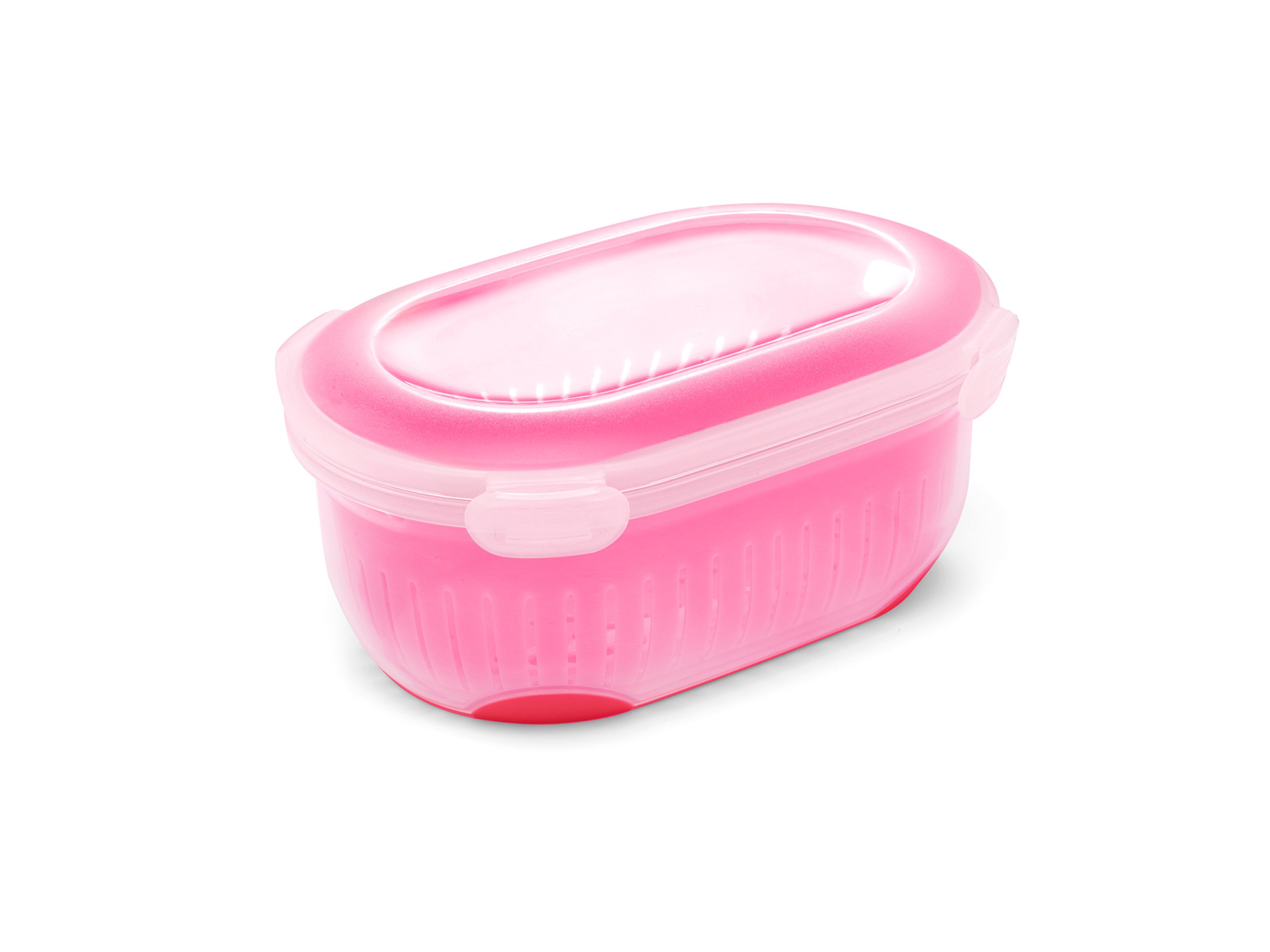 Addis 517626 Clip & Go Berry Salad 3 in 1 Lunch Fresh Food Box in Cherry Red, 14 x 20.5 x 9 cm