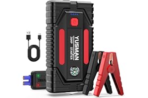 YUSMAN 4000A Car Jump Starter, 12V Battery Jump Starter Pack, Portable Charger and Jumper Cables for 7.0L Gasoline and 5.5L Diesel Engines, LED Bright Light