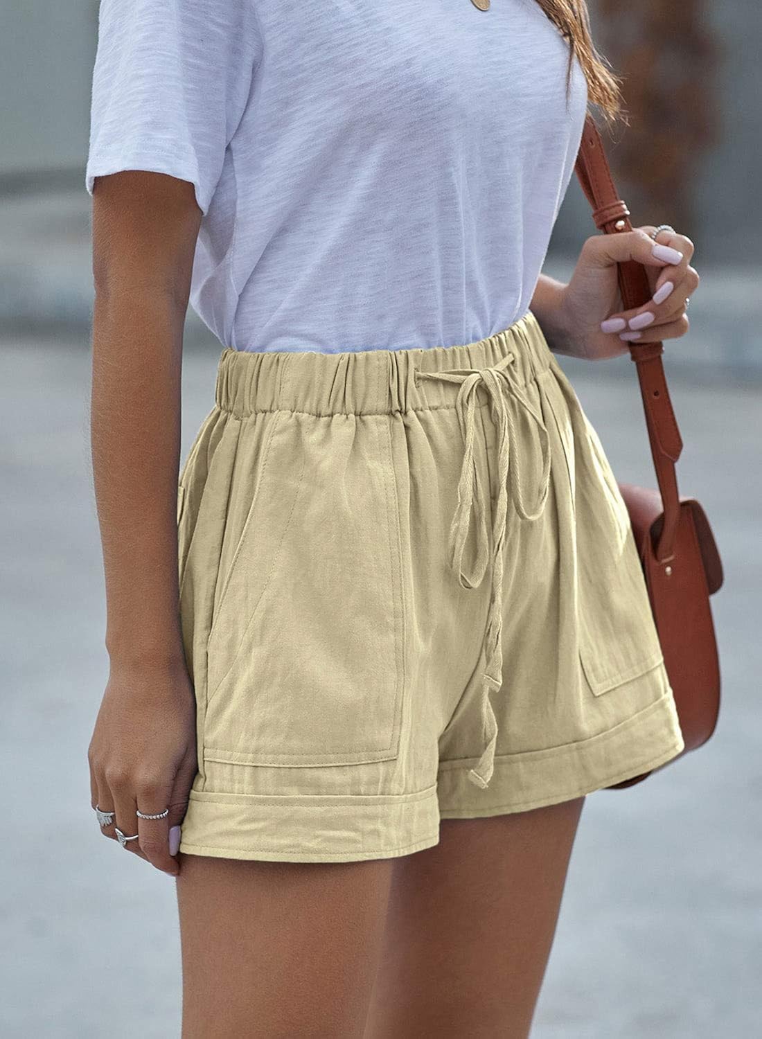 Womens Comfy Drawstring Casual Elastic Waist Pocketed Loose Fit Shorts at  Women’s Clothing store
