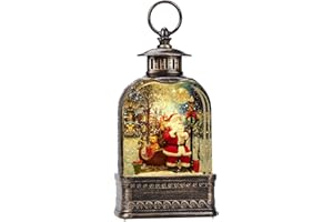 FIESTREL Christmas Snow Globes Santa Claus, Musical Light Up Snow Globes Lantern 6H Timer, Glitter Santa Snow Globe Christmas Decoration (11 Inch)