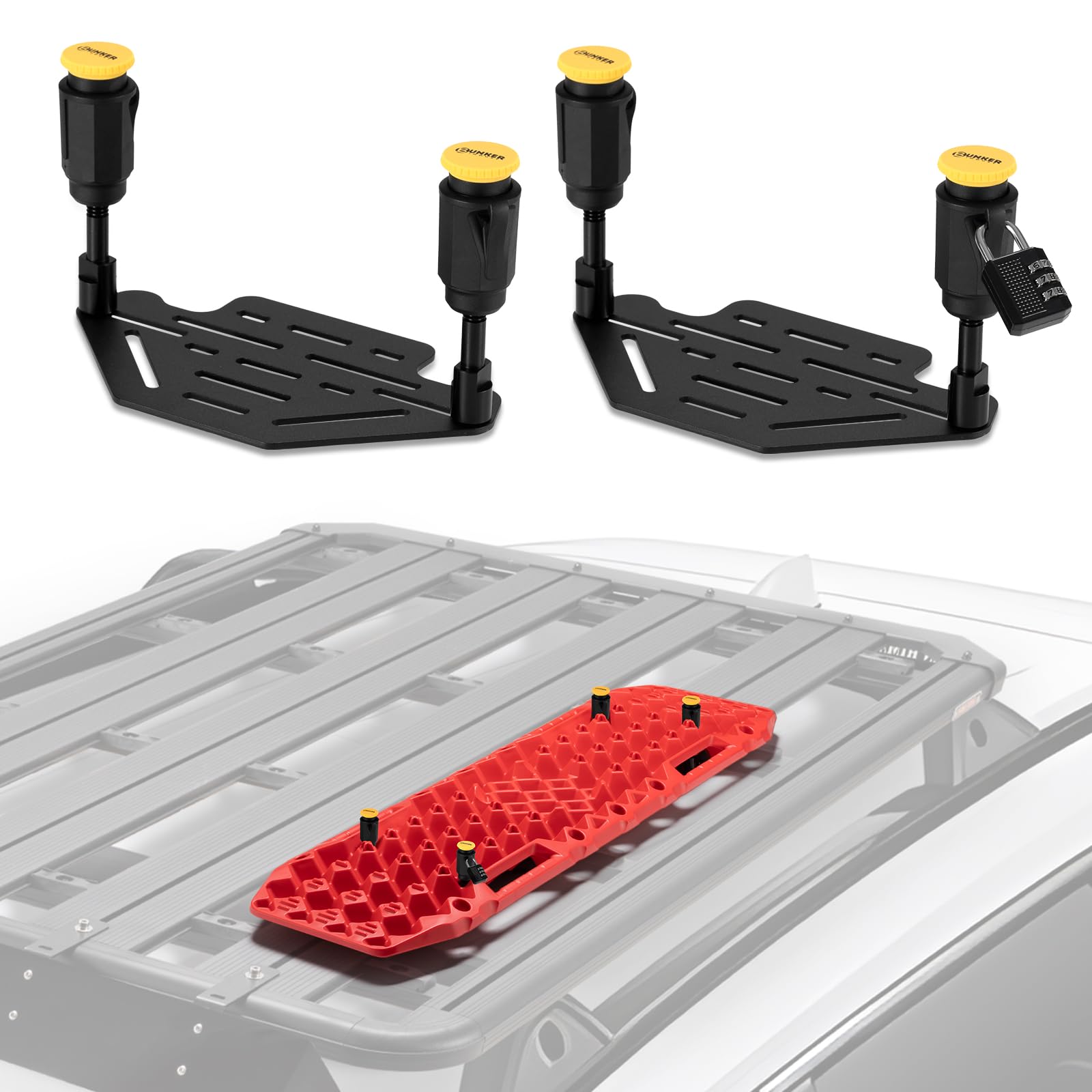 Photo 1 of BUNKER INDUST Recovery Track Board Mounting Kit, Universal Traction Boards Mount Bracket for Rooftop Platform with Lock ( Only for 2 Boards)