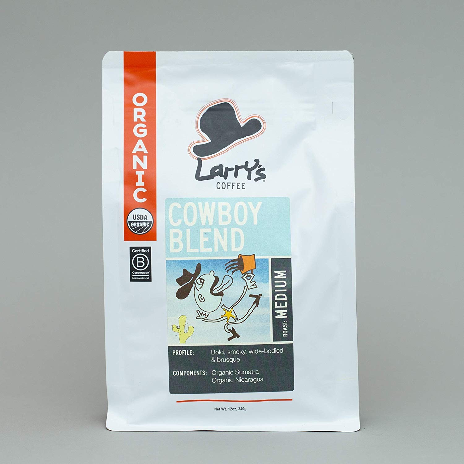 Larrys Beans, Coffee Cowbow Blend, 12 Ounce Grocery