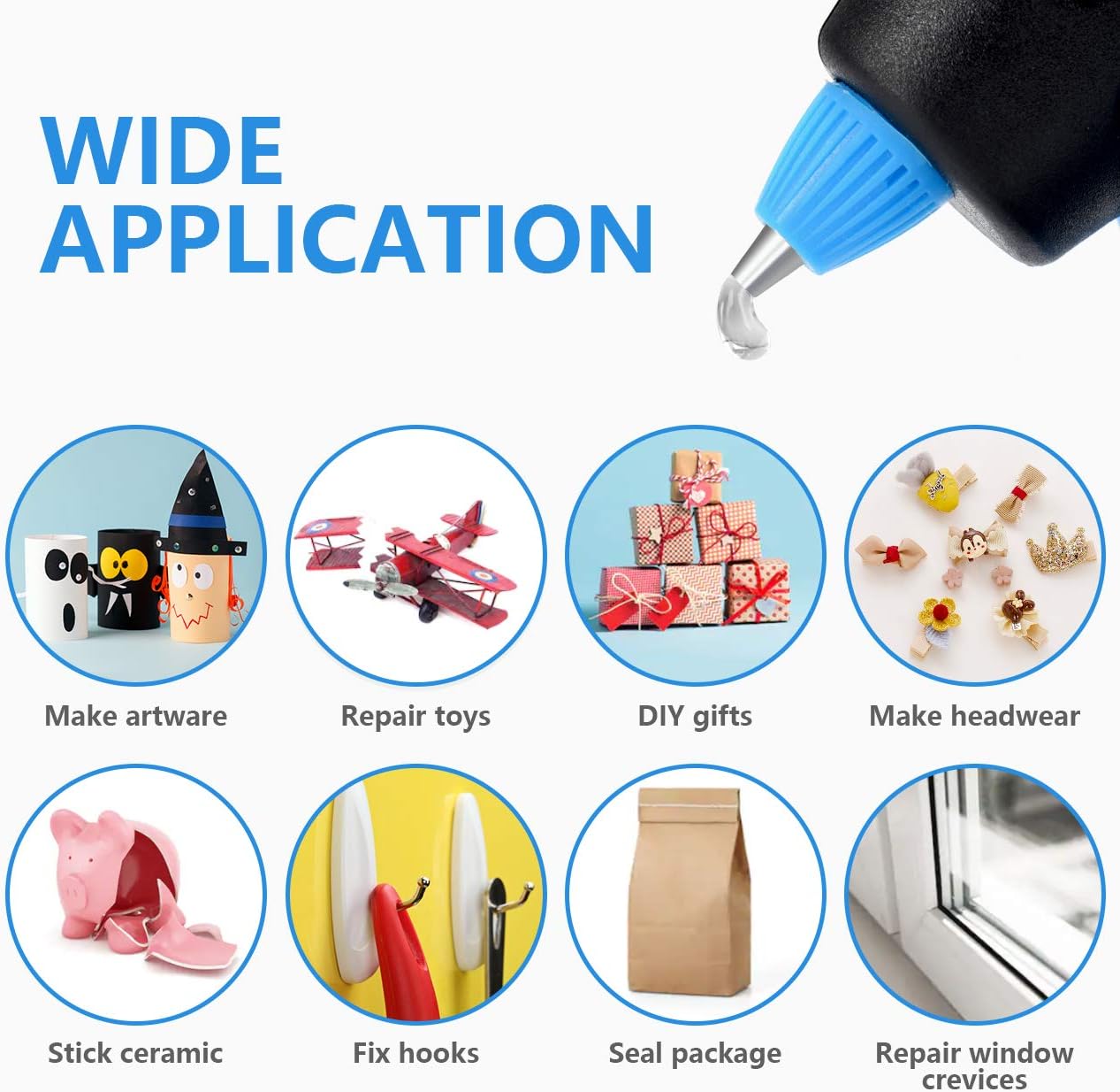 TOPELEK Hot Glue Gun, 30W Glue Gun Kit with Longer Handle, 3 Finger Protectors, 20pcs Glue Sticks, Melting Gun for Small DIY Projects, Arts & Crafts, Home Quick Repairs, Black: Home & Kitchen