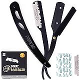 Equinox Professional Straight Edge Razor with 100 Single Edge Derby Blades - Close Shaving Men's Manual Shaver Safety (Matte 