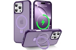 CHAOFEnG Magnetic Compatible with iPhone 16 Pro Max Case with Stand [Military Grade Drop Tested][Compatible with Magnet] Ring Translucent Slim Hard Back Soft Edge, Purple