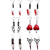 MAQVQLU Acrylic Knife Dangle Earrings for Women Goth Dagger Earrings Punk Knife Dagger Drop Dangle Earring Set Halloween Party Jewelry