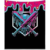 Tegeme Baseball Drip Ice Cream Blanket Pink Baseball Drip Ice Cream Throw Blanket Warm Ultra Soft Flannel Blankets for Bed Travel Sofa Living Room Decoration Gifts, 50" x 40", Black