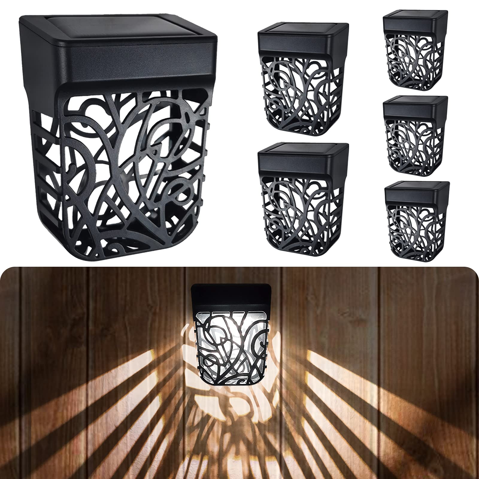 Chipark Fence Lights Garden Outdoor Solar Powered Wall Light ​IP65 Waterproof LED Wireless Lights for Yard Deck Roof Patio Stairway Gate Lighting Decoration 6 Pack(Cool White)