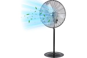 HYKOLITY 30" 8900 CFM High-Velocity Industrial Pedestal Fan, 3-Speed Heavy Duty Oscillating Stand Fan with Aluminum Blades and Adjustable Height, Metal Shop Fan for Commercial, Warehouse, and Garage