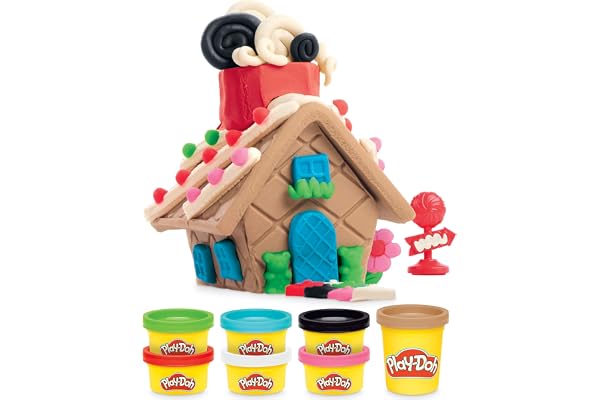 Play-Doh Builder Mini Gingerbread House, Arts & Crafts Toy Building Kit, Multi-Season Set with 8 Play-Doh Cans for Kids Ages