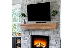 LXWZHK Rustic Fireplace Mantel Shelf, 54" Wooden Floating Shelf for Over Fireplace, Wall Mounted Fire Place Mantel, Farmhouse Hanging Floating Shelves, Oak Color