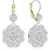 Ricarmo Bohemian Dainty Sliver Crystal Flower Huggie Dangle Drop Earrings Sparkkly Rhinestone Sunflower Alloy Earrings For Women