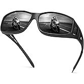 Peekaco Polarized Sunglasses Fit Over Glasses for Women & Men, Wrap Around Summer Shades UV400 Protection