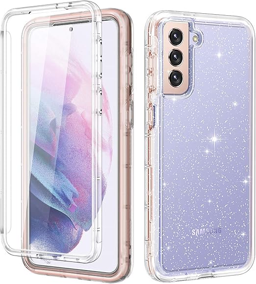 Amazon Com Lontect For Galaxy S21 5g Case Glitter Clear Sparkly Bling Rugged Shockproof Hybrid Full Body Protective Case Cover Without Screen Protector For Samsung Galaxy S21 5g 6 2 21 Clear Glitter