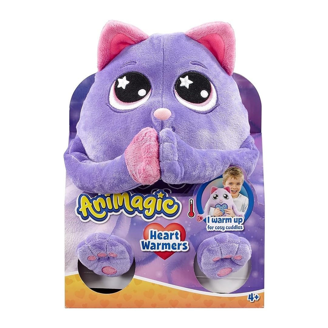 Animagic: Heart Warmers - Cat (Large) | Colour Changing Cuddly Companion with Reusable Heat Pack for Extra Comfort | For Kids Aged 4+