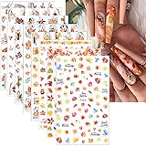 8 Sheets Fall Nail Art Stickers Decals Maple Leaves
