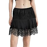 tagunop Women's Mini Lace Slip Skirt Removable Layering Shirt Extender Half Length Undershirt Skirt