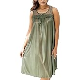 YafeMarte Nightgowns for Women Sexy Floral Lace Silky Feeling Sleeveless Night Gown Sleepdress