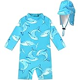 weVSwe Baby Swimsuit UPF 50+ Sun Protection Long Sleeve Toddler Bathing Suit Boy Girls with Adjustable Sun Hat 0-3 Years