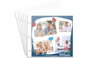 COLLECTHALL Heavyweight 12x12 Page Protectors, 100 Pack, Scrapbook Refill Pages Protective Sleeves, Fit 12x12 Scrapbook Binder and Photo Album