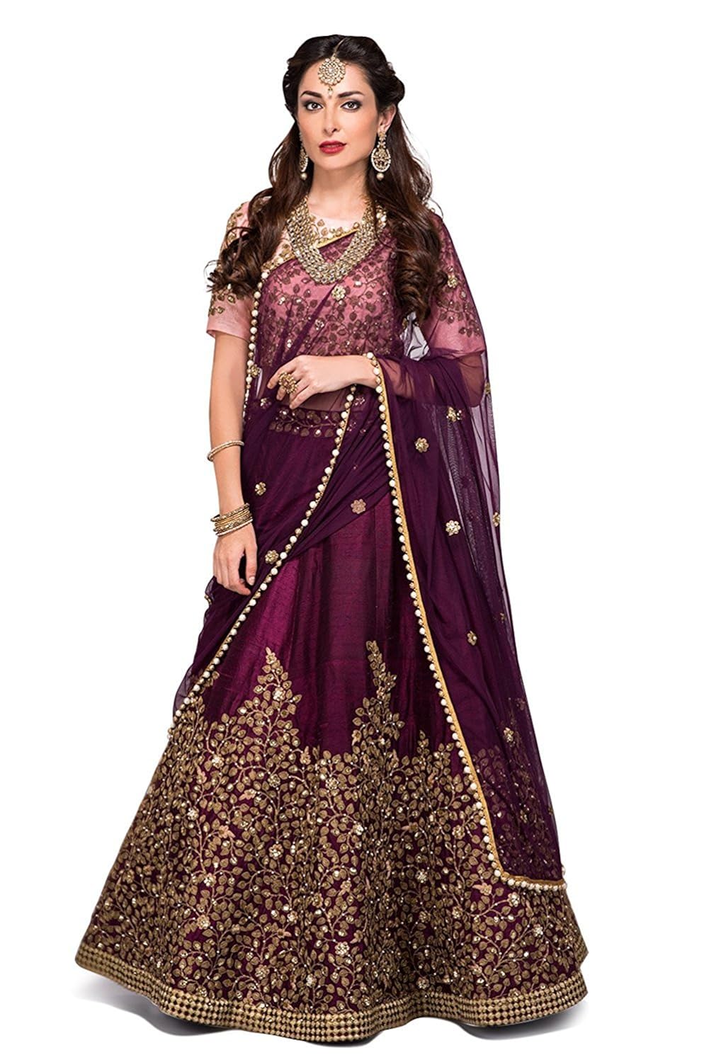 v.k.creation women's new designer silk semi-stiched lahenga choli