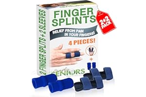 Simply Seniors Trigger Finger Splint - Set of 2 Splints & 2 Sleeves - Pain & Arthritis Relief - Brace for Trigger, Mallet & Broken Finger - Index, Middle, Ring - Adjustable Support for Injury & Sprain