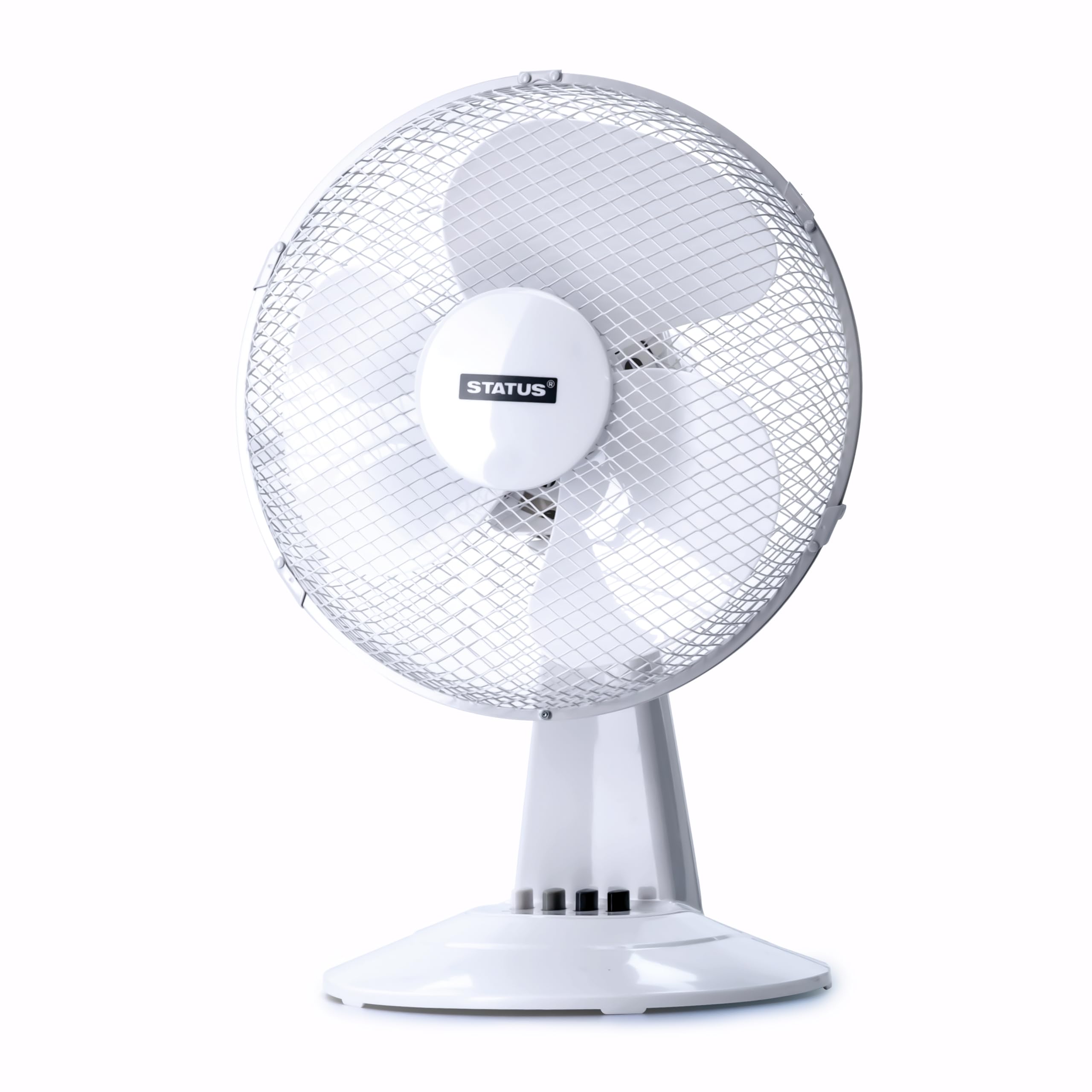 Status Desk Fan, 12 Inch Oscillating White Portable Fan, 3 Speed Adjustable, Powerful Airflow for Heat Waves, Easy Mobility, for Any Room from Bedroom to Office, S12DESKFAN1PKB
