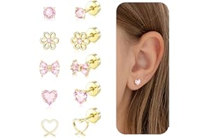 DAILI Hypoallergenic Earrings for Girls,14K Gold Toddler Screw Back Earrings for Kids Baby Women,Lightweight Surgical Steel C