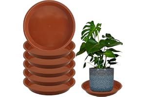 TNTIWQ 6 Pack 10 Inch Round Plant Saucers for Less 8.4 Inch Pot Indoors Outdoors Plant Trays for Pots Planter Saucer Plastic Plant Drip Tray Planter Water Tray for Potted Plants(Terracotta, 10"(6pcs))