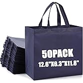 50Pcs Reusable Non Woven Shopping Bags Large Foldable Totes Bag with Handles Grocery Handbag Bulk for Boutiques
