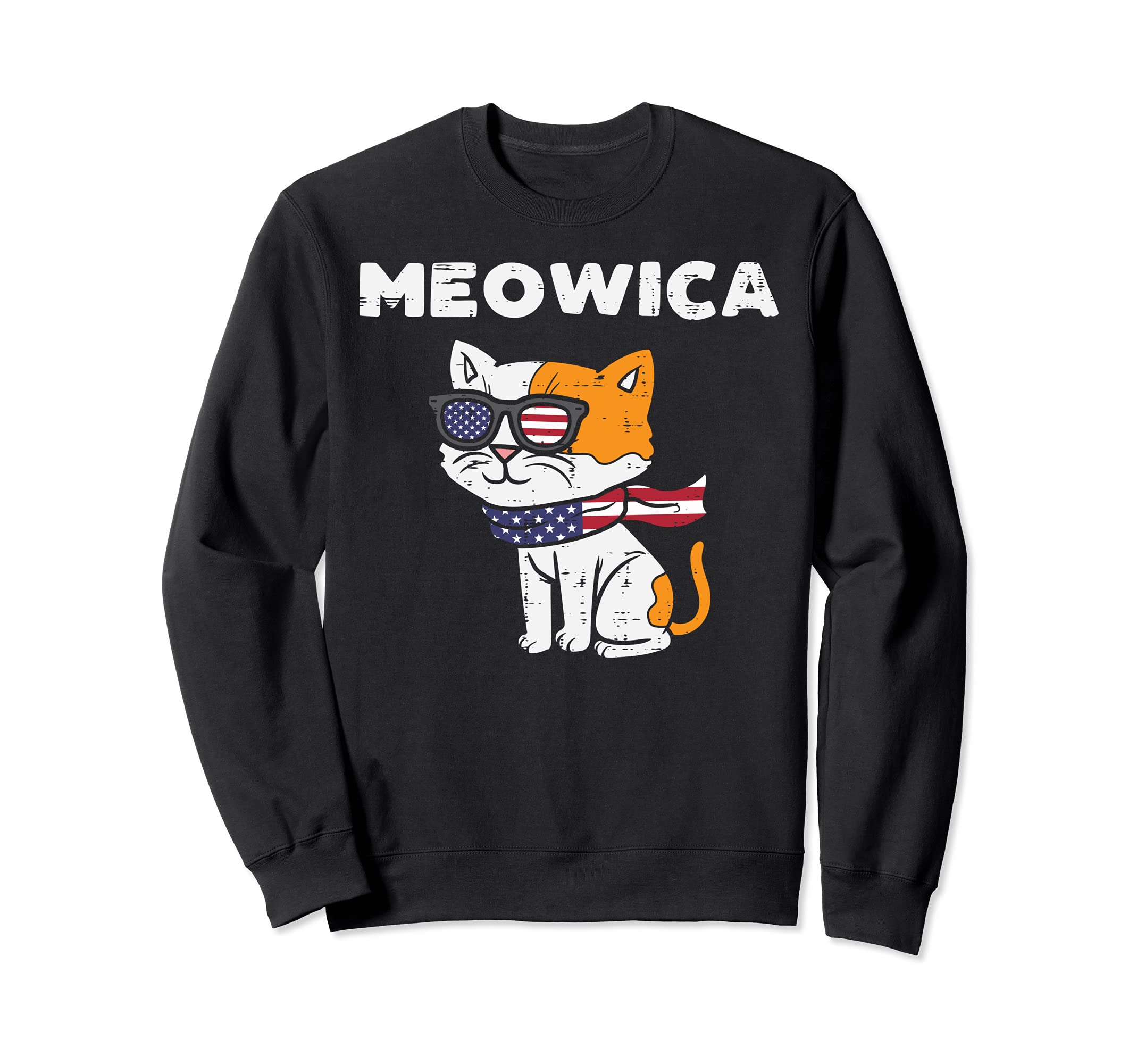 Meowica Cat Kitten American Flag USA Pet 4th Of July Fourth Sweatshirt