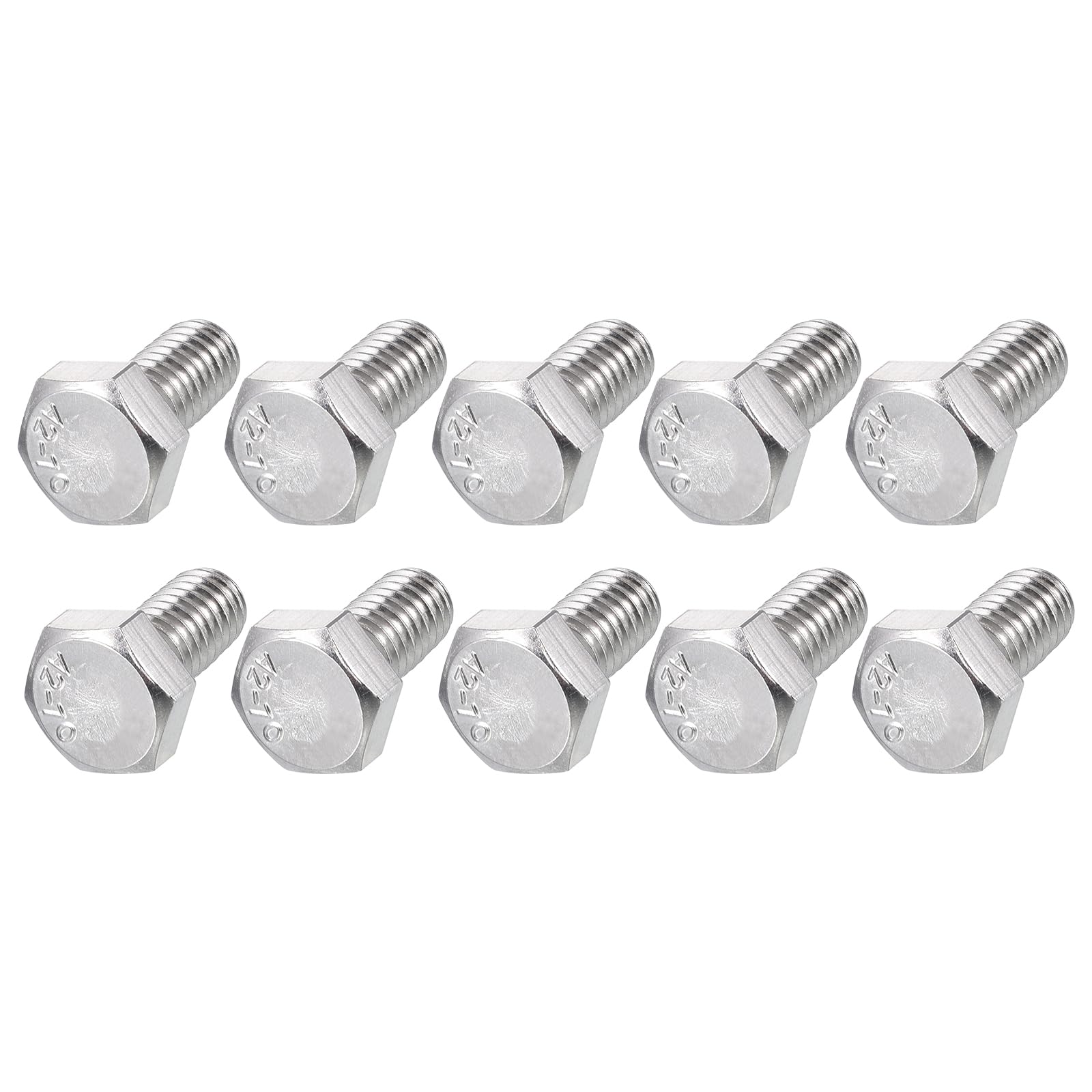 METALLIXITY Hex Bolts (M6-1x12mm) 50Pcs, 304 Stainless Steel Coarse Fully Threaded Hex Head Screw Bolt Machine Screws - for Furniture Repair, Silver