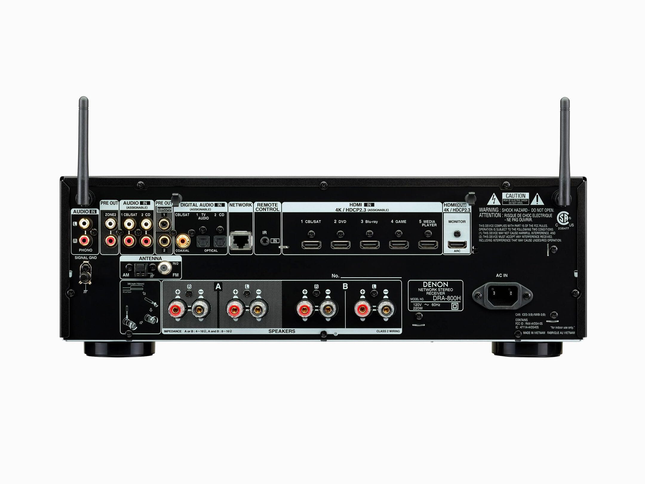 Denon DRA-800H 2-Channel Stereo Network Receiver for Home Theater, Hi-Fi Amplification, Connects to All Audio Sources, HDCP 2.3 Processing, Compatible with Amazon Alexa