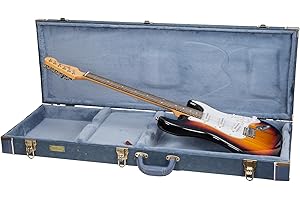 Crossrock Relief Series Case, Premium Wooden Hardshell, with Lock | Guitar Case for Strat & Tele Electric Guitar, Carved Smok