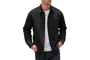 JEMLDL Mens Shacket Long Sleeve Shirt Jacket with Pockets Lightweight Quilted Overshirt