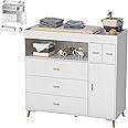PAKASEPT Changing Table with Drawers, Changing Table Dresser with 5 Drawer & Cabinet