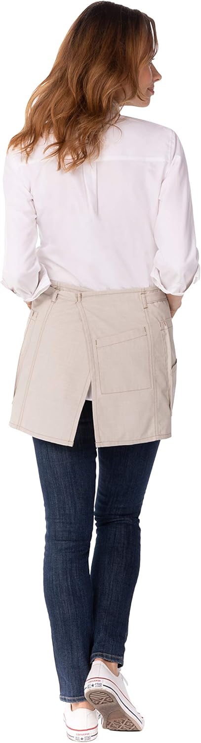 Chef Works mens Unisex Medford Short Bib Aprons, Natural, 25 L x 38.4 W US: Clothing