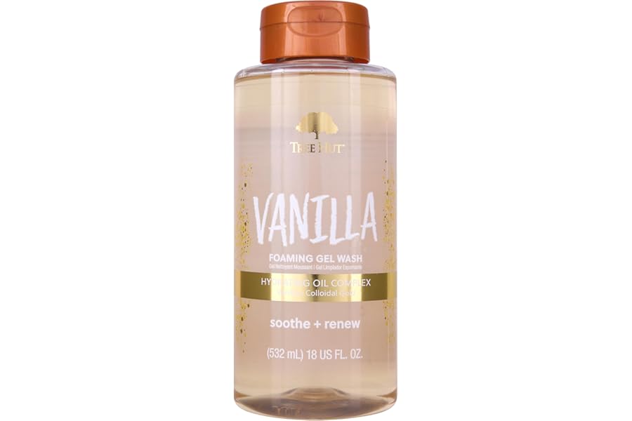 Tree Hut Vanilla Foaming Gel Wash, Moisturizing & Hydrating Body Wash with Shea Butter, Gently Cleanses for Soft, Fresh & Radiant Skin, Holiday Gift & Stocking Stuffer, 18 fl oz